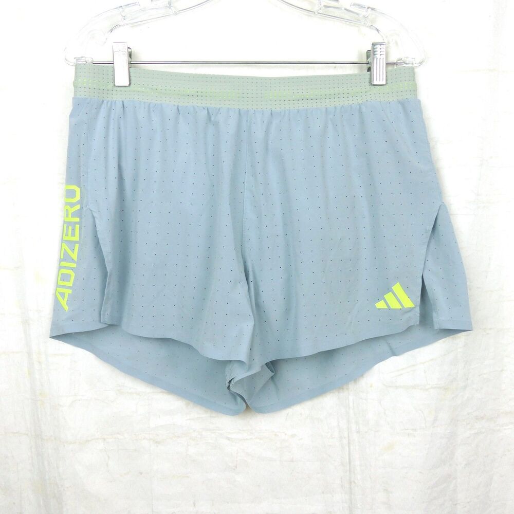 Adidas Adizero Running 3” Split Shorts Mens L Blue Slim Aeroready Built in Brief